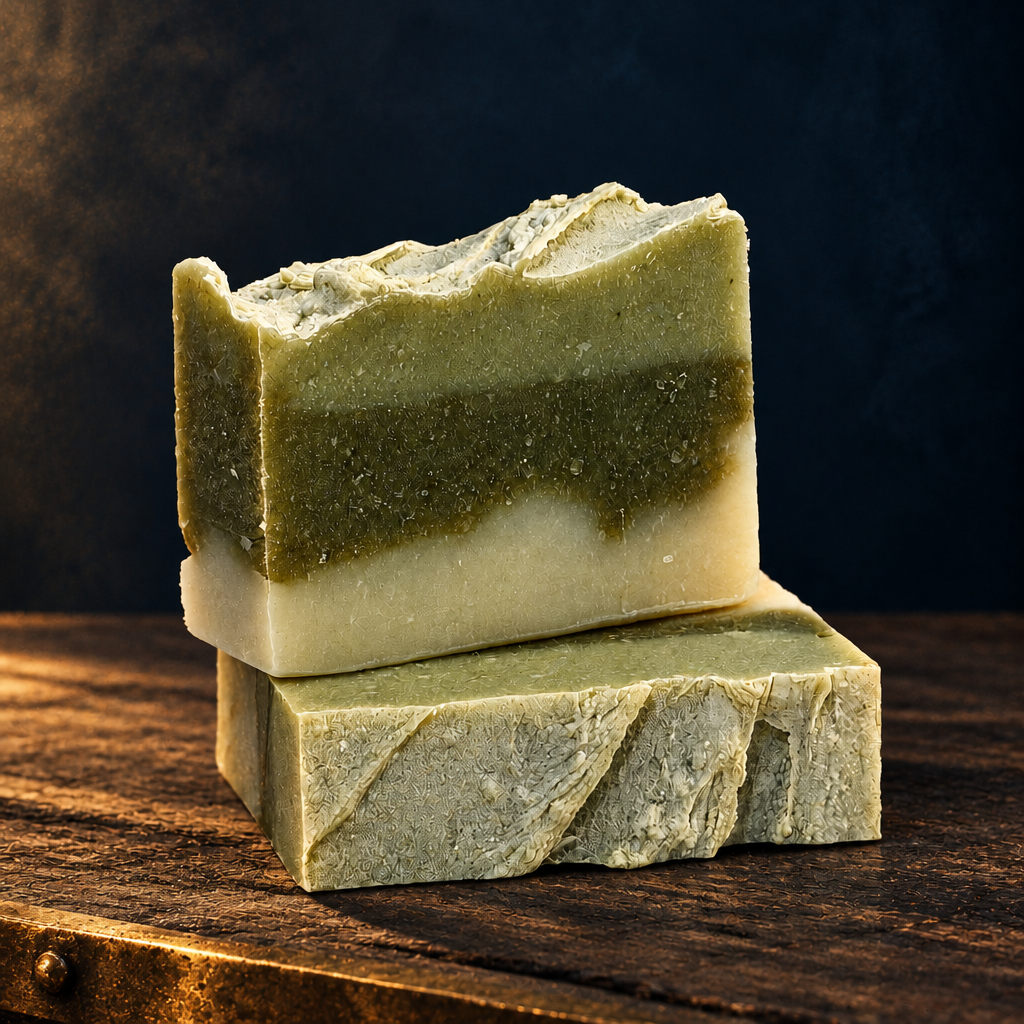 Cedar soap in a rustic setting