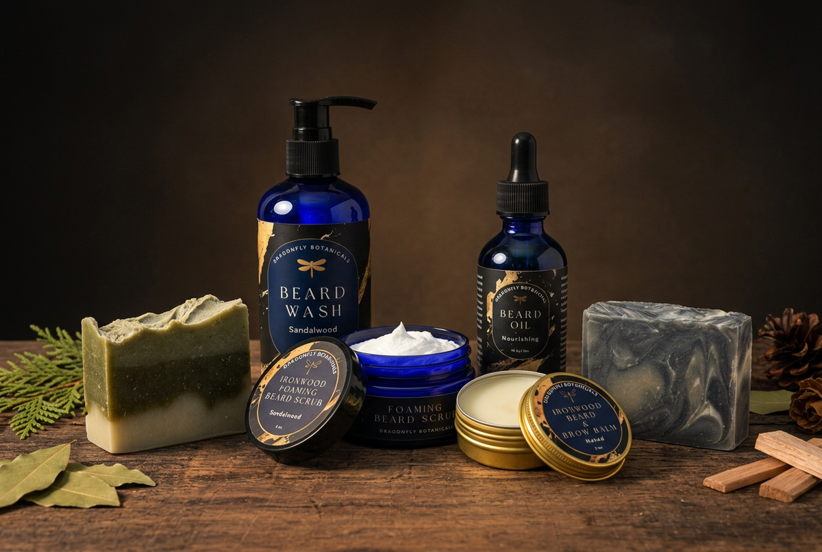 Complete Ironwood Men's Wellness collection including beard balm