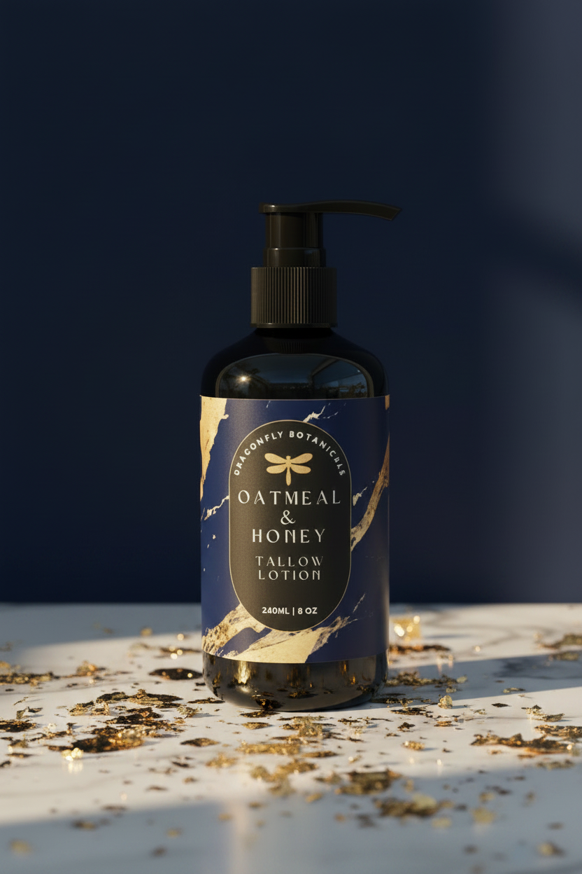 Oatmeal & Honey Tallow Lotion - Zoomed Gold Accents