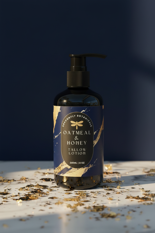 Oatmeal & Honey Tallow Lotion - Zoomed Gold Accents