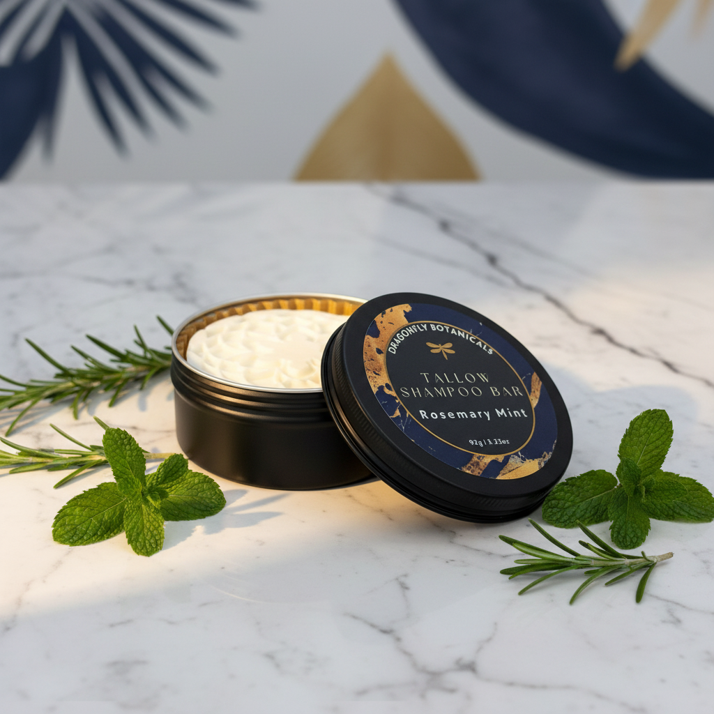 Tallow Shampoo Bar – Marble Navy Gold