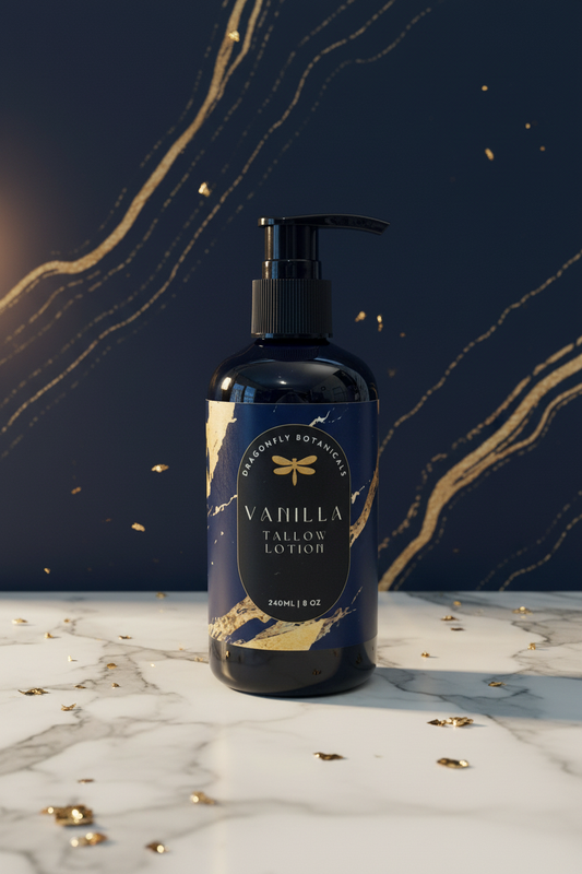 Vanilla Tallow Lotion - Navy Marble Gold Style